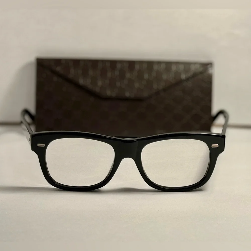 Gucci Black Square Acetate Glasses with Subtle Silver Accents